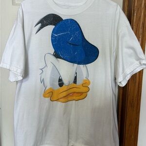 Hanes White Tee with Donald Duck Graphic and Blue Hat XL adult